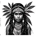 Puerto Rican Taino Indian girl sleeve with second have tribal pattern  tattoo design idea
