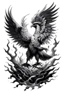 phoenix rising from ashes tattoo design idea