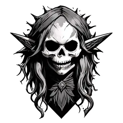skull kid scary zelda tattoo design idea