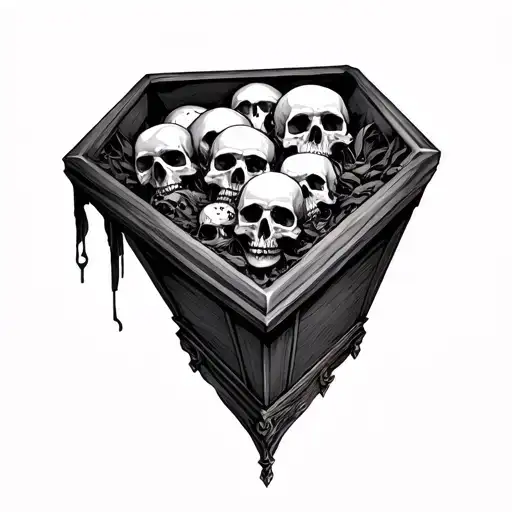 Coffin full of skulls tattoo design idea