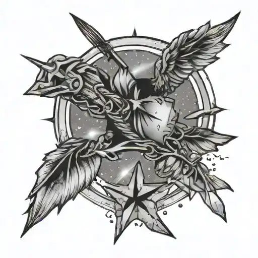 Dark Sagittarius archer shooting star passing tattoo design idea