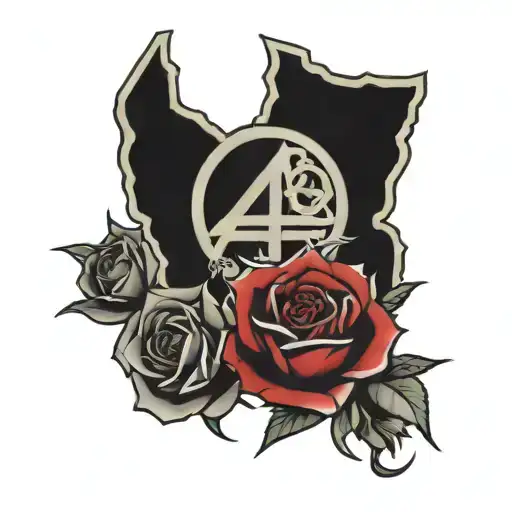 linkin park band logo with roses  tattoo design idea