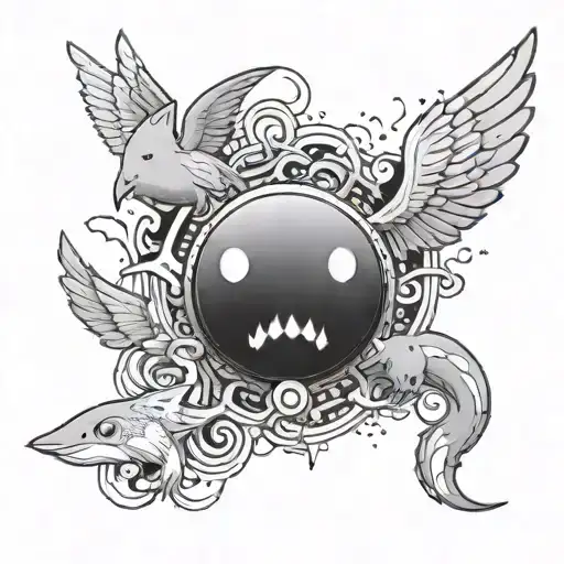 A mashup tattoo of Taylor Swift's iconic lyrics and a Pokemon character, blending two favorite things into a unique design tattoo design idea