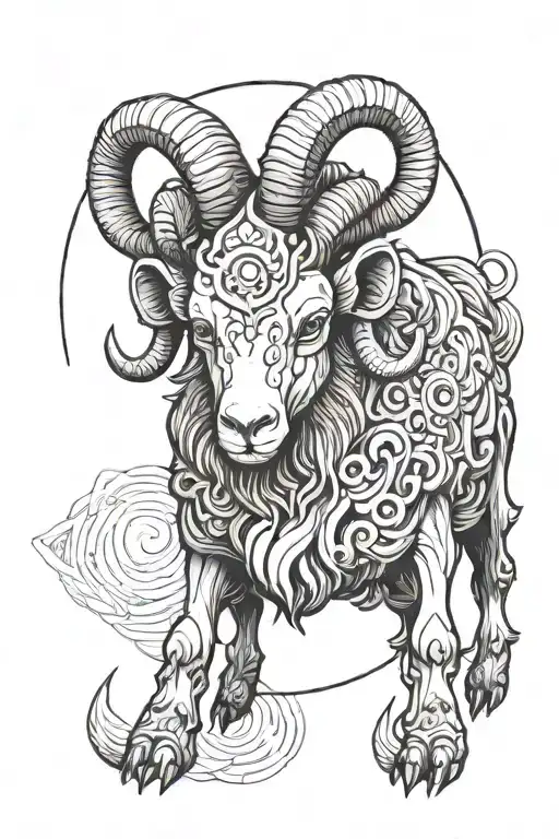 demon aries ram tattoo design idea