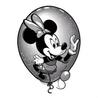 Minnie Mouse watchin mickey mouse float away by a ballon tied to a knooce around mickdys throat. minnie has medussa hair tattoo design idea