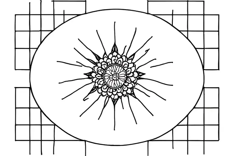 mandala incorporating sun shining and flowers tattoo design idea