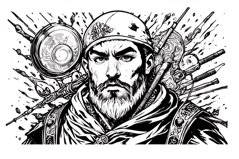 Mini Peka Clash Roy inside the glass tattoo design idea