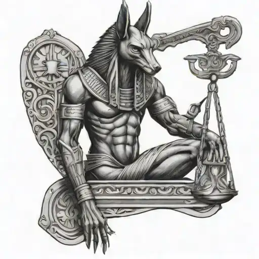 Anubis holding a scale tattoo design idea