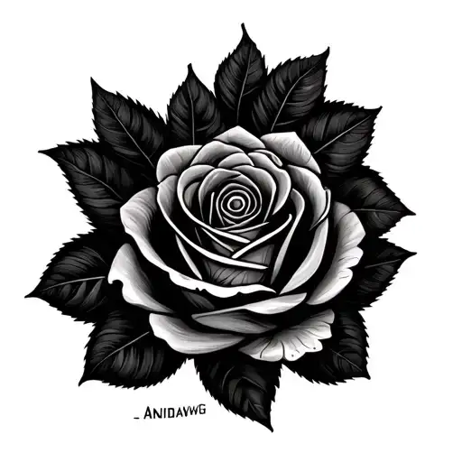 rose mandela love placed on the thigh with the name Anidawgg that reads forward and backwards  tattoo design idea