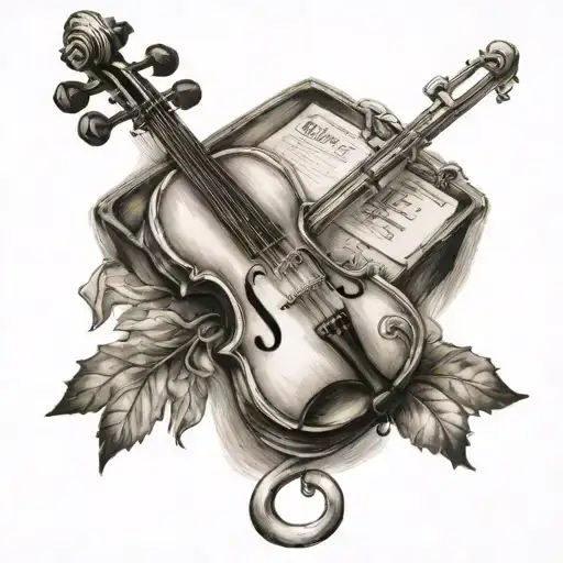country fiddle tattoo design idea