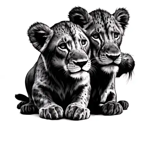 3 Lion Cubs tattoo design idea