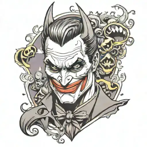 batman with joker realistic tatto design  tattoo design idea