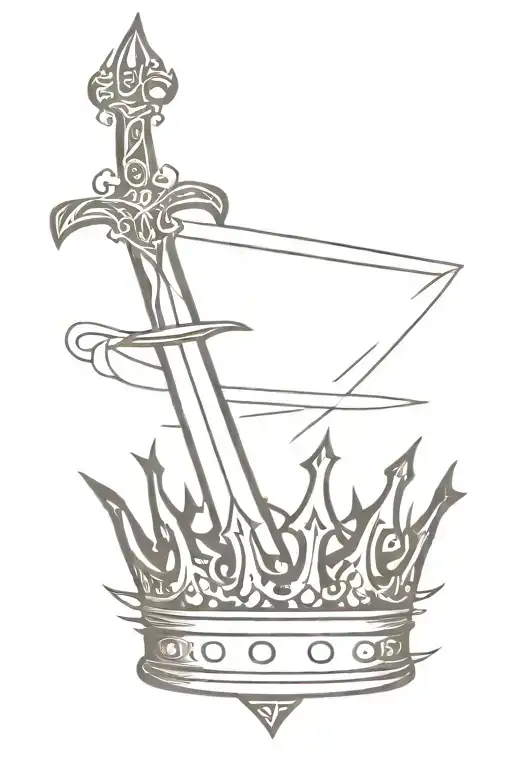 flaming crown and sword tattoo design idea