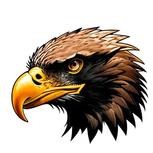 Bald Eagle Head in color turned to the right side tattoo design idea