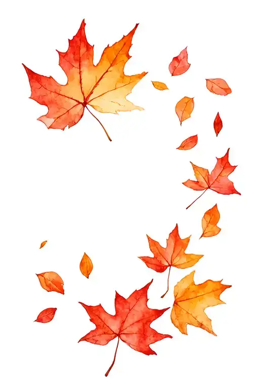 autumn leaves falling tattoo design idea