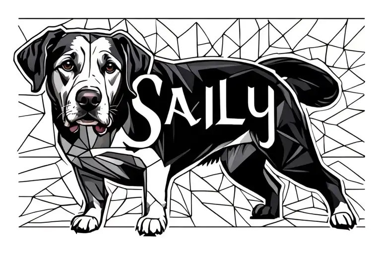 "Sally" labrador dog drawing style tattoo design idea