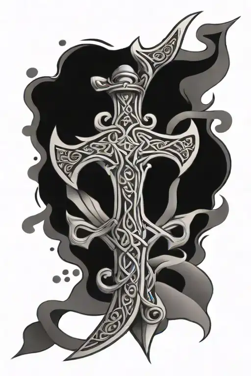 celtic dagger intertwined tattoo design idea
