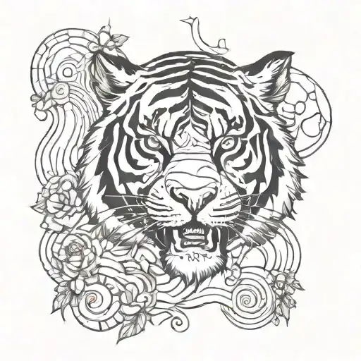 tiger eye surrounded tattoo design idea
