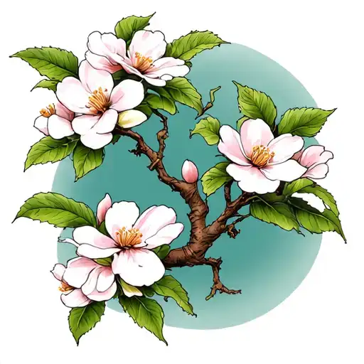Dogwood tree with flowers tattoo design idea