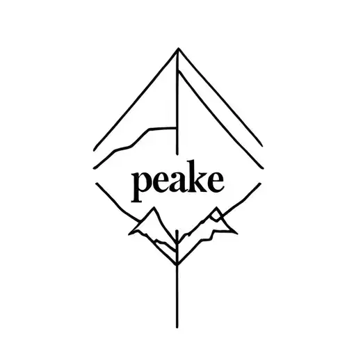 the name “peake“ engraved inti a simple looking mountain with the word going upwards tattoo design idea