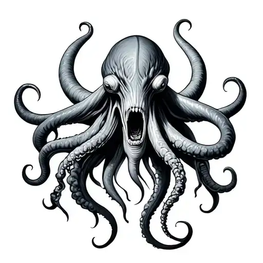 Cthulhu emerging tattoo design idea