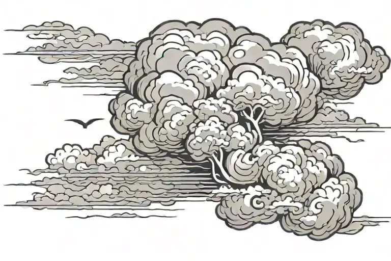 storm cloud filled sky tattoo design idea
