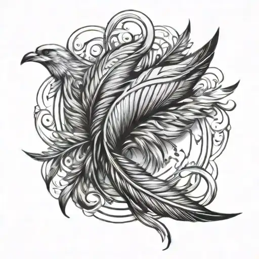 feather bird infinity symbol tattoo design idea