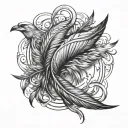 feather bird infinity symbol tattoo design idea