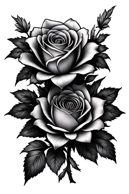 rose and Lily Flower mandala design incorporating tattoo design idea