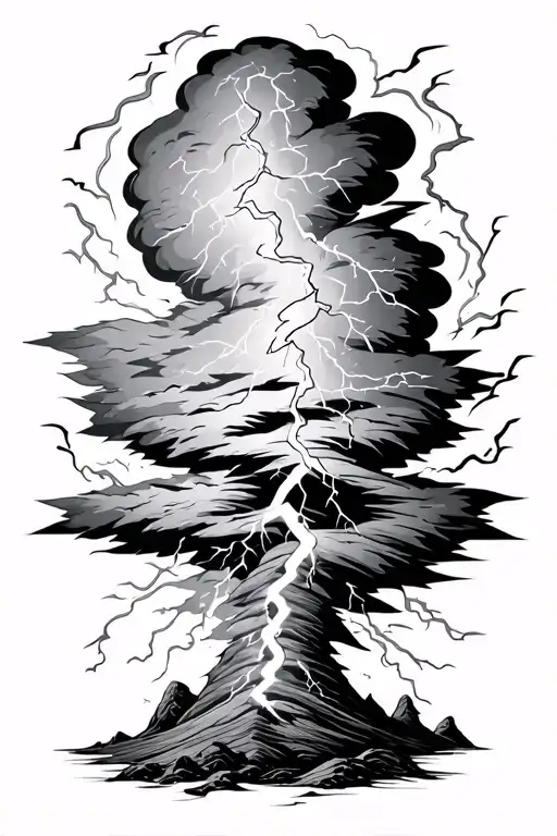 Thunderstorm with lightning bolts tattoo design idea