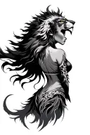 female warrior spiritual symbols back tattoo women strong Phoenix incorporated lions head  tattoo design idea