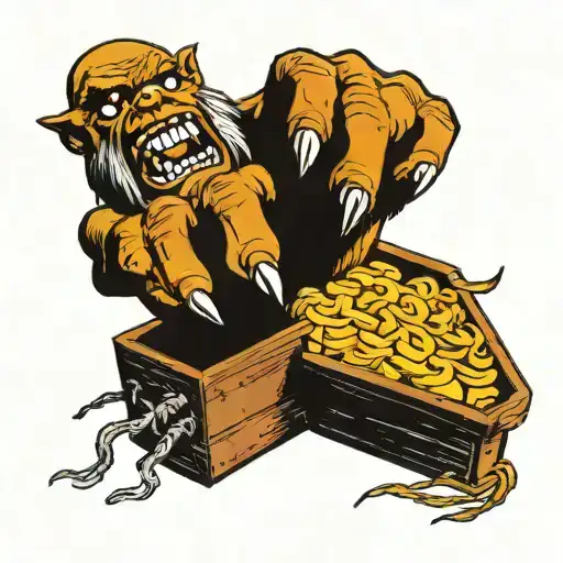 werewolf fist coming out of a coffin   tattoo design idea