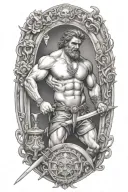 Hephaestus working on sword tattoo design idea