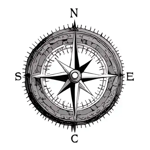 basic compass tattoo design idea