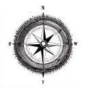 basic compass tattoo design idea