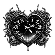 "Mélanie" clock heart chains tattoo design idea