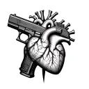 anatomical heart intertwined with glock 17 tattoo design idea