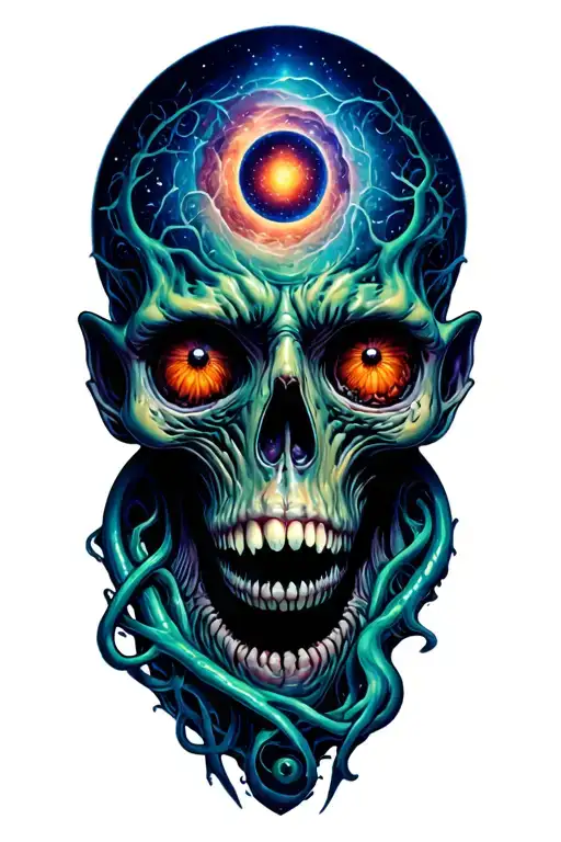 Lovecraftian cosmic horror tattoo design idea