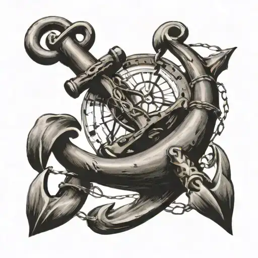 ship navigator anchor tattoo design idea