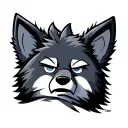 wolf face cute winking color cartoon tattoo design idea