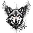 create a back tatto highlighting, wolf, angel and related to virgo and god a full back tattoo  tattoo design idea