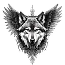 create a back tatto highlighting, wolf, angel and related to virgo and god a full back tattoo  tattoo design idea