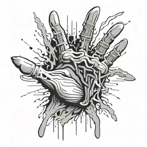 ripped open hand with bio code spilling out tattoo design idea