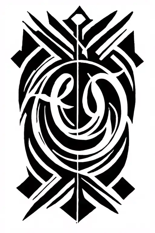 number 19 roman numbers & sagittatius sign with arrow maori style tattoo design idea