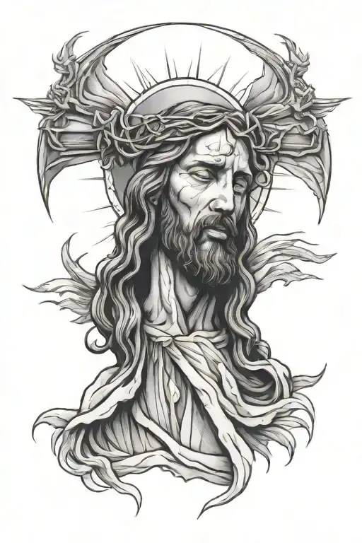 Crying Jesus tattoo design idea