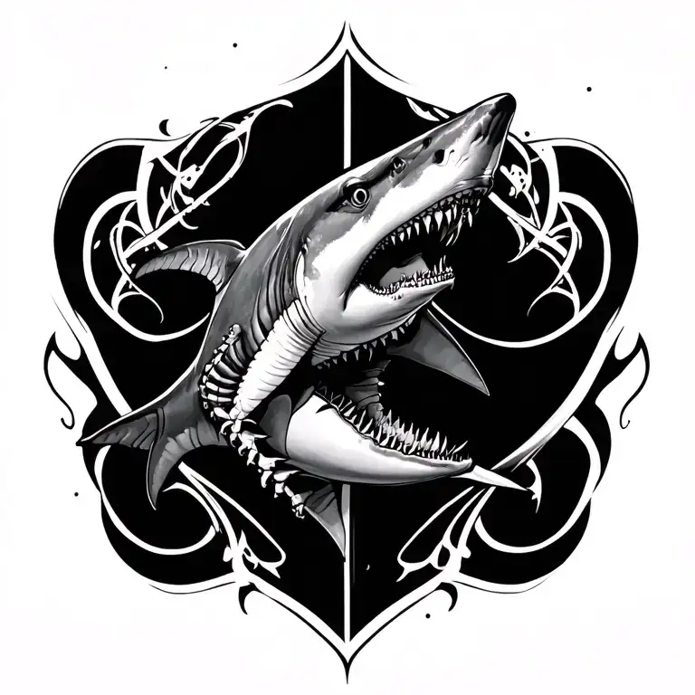 female shark and design spine tattoo tattoo design idea