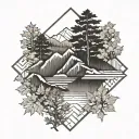 vermont mountains and sugar maple tattoo design idea