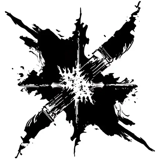 dark abstract, expressive blackwork, raw brush strokes saying bite the bullet tattoo design idea