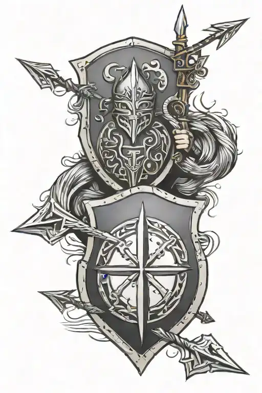 Viking sheild and arrow tattoo design idea