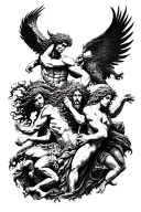 greek mythology inspired tattoo featuring zeus posiedon hades athena ares cerberus medusa tattoo design idea
